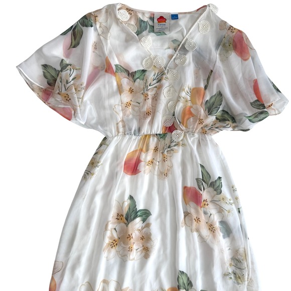 Farm Rio Anthropologie Eloisa Floral Midi Dress Sheer Chiffon Small - Picture 3 of 10